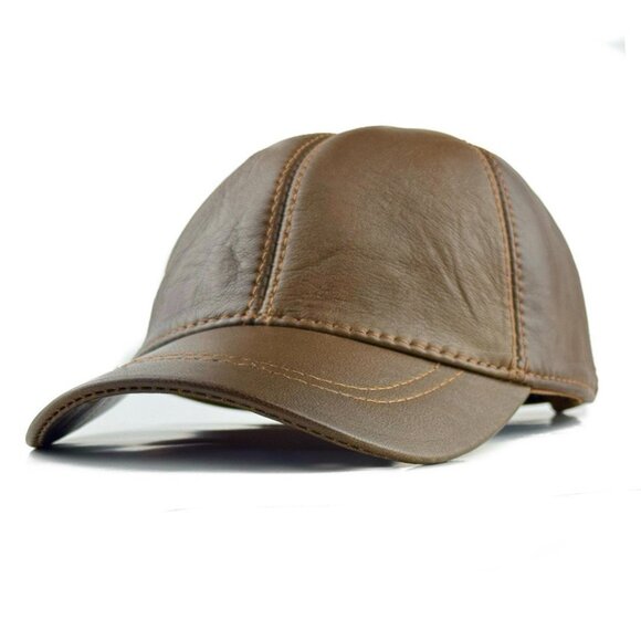 Leather Balla Cap for men Real Lamb Leather Hat Sports Visor Adjustable - Picture 6 of 8